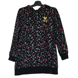 MICKEY MOUSE Black Hoodie Grey & Pink Stars & Mickey Faces Size Small Disney